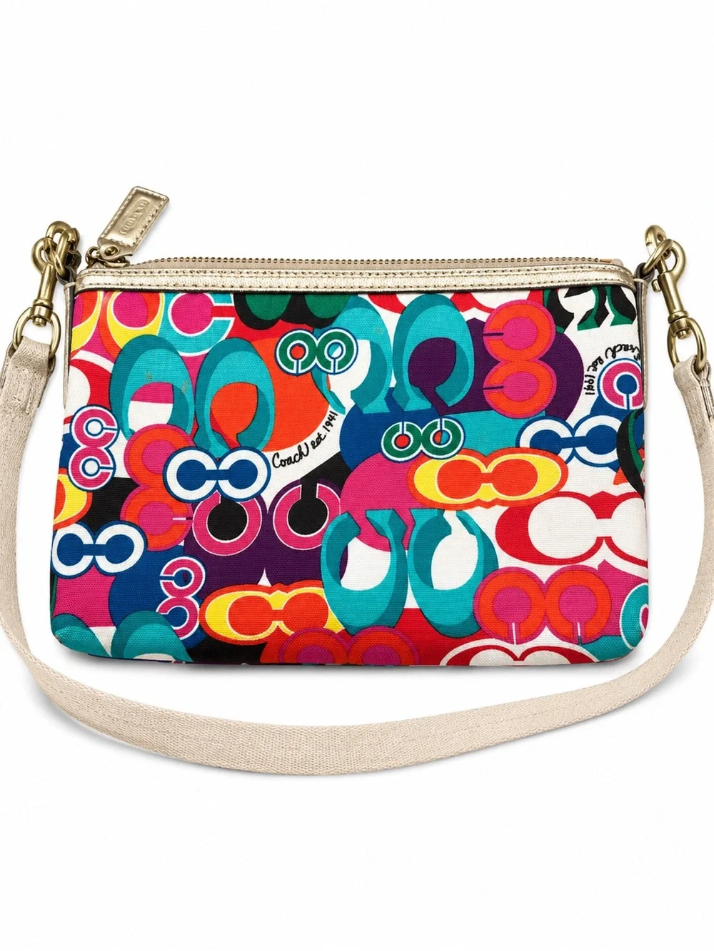 Coach Poppy Multicolor Pop Signature Crossbody Bag - Gold Trim